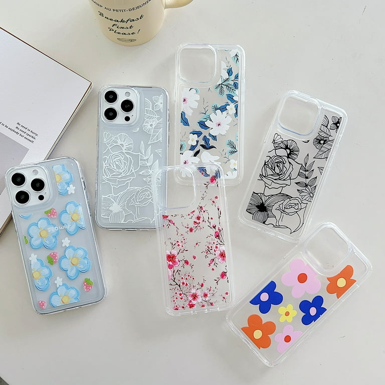Floral Case for iPhone 16 Pro Max, Clear Case with Flower Pattern Cute Cover for Girls Women Slim Lightweight Silicone Shockproof Non-Yellowing Phone Case for iPhone 16 Pro Max, Flower-B