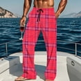 thumbnail image 1 of Txeol Pantalon de Pyjama à Carreaux Rouges pour Hommes Grands et Forts, Jambe Droite, Pantalon de Détente Décontracté avec Cordon de Serrage à la Taille et Poches, 1 of 10
