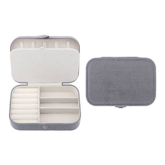 Unique Bargains Portable Velvet Jewelry Box Organizer Light Gray