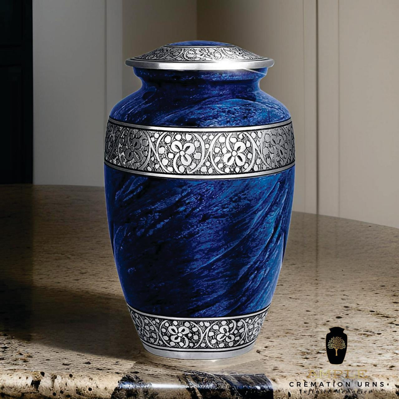 Ample Cremation Urn-Handcrafted Cremation Urn with Heart Motif-Funeral Urn-Model Urn-Urn for Ashes-Adult Urn-Urn for Human Ashes