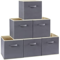 Lifewit Collapsible Storage Cubes 11 inch Foldable Fabric Bins Multi-Color, Set of 6, Grey