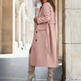 thumbnail image 4 of VEKDONE Clearance 2025 Women Elegant Notched Collar Solid Color Mid-Length Double Breasted Slim Fit Wool Blend Trench Pea Coat Overcoat Pink L, 4 of 7