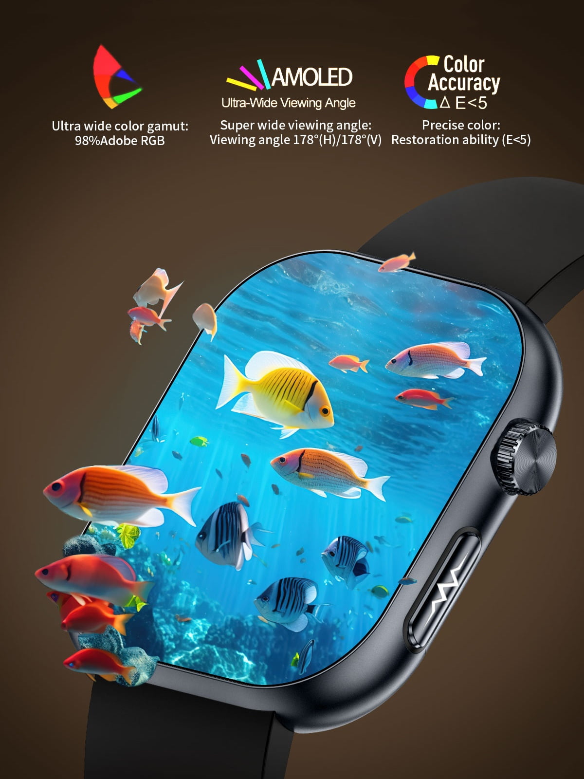 VAYKAL Smart Watch Fitness Tracker for Android and iPhone AMOLED Screen Multiple Sports Modes Pedometer Timer Stopwatch Make/Answer Calls Message Notifications IP68 Waterproof