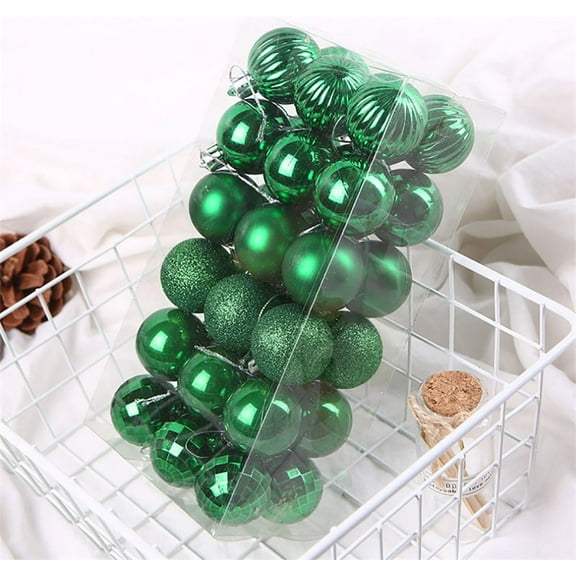 36Pcs Mini Christmas Balls Ornaments, Small Shatterproof Christmas Baubles for Xmas Christmas Tree, Hanging Ball for Holiday Wedding Party Decoration 4cm (Green)