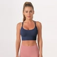 thumbnail image 5 of Ropa interior deportiva con espalda en diagonal para mujer, correas acolchadas, soporte medio, ropa interior de yoga adecuada para yoga fitness, adecuada para circunferencia del pecho inferior de 81, 5 of 5