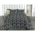 thumbnail image 2 of Ambesonne Botanical Quilted Bedspread Set 3 Pcs, Monochrome Garden Leaves, King, Charcoal Grey and Coconut, 2 of 4