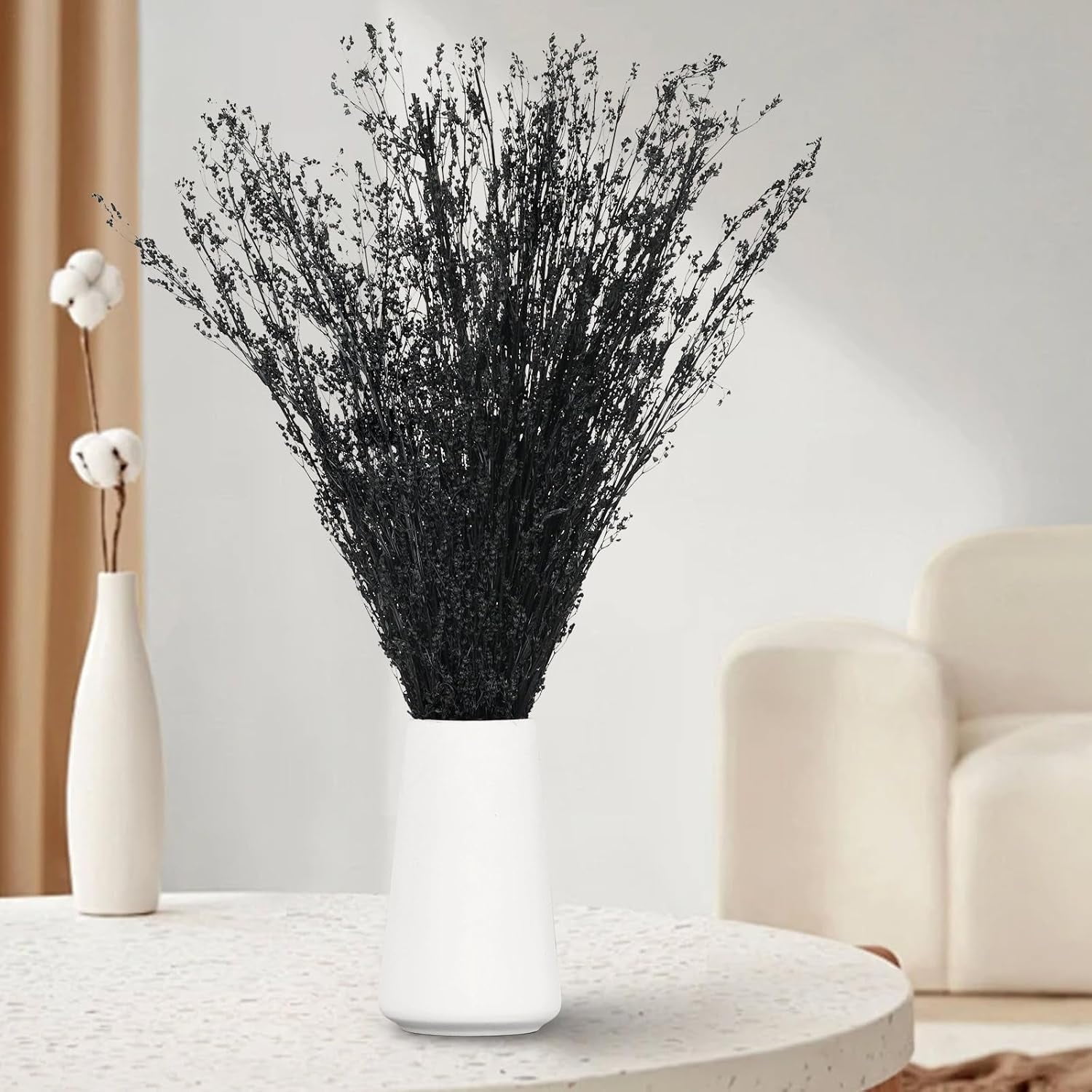 Dried Flowers Babys Breath Bouquet, – 17 Inch 3500+ Preserved Natural Flowers, Dried Floral Arrangements for Wedding Decor, Farmhouse Vase Crafts, DIY Wreath, Home Party Decoration, Black