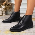 thumbnail image 4 of BXJX Womens Ankle Booties, Low Heel Lace Up Pointed Toe Non Slip Ladies Ankle Shose Black Size 8.5, 4 of 9