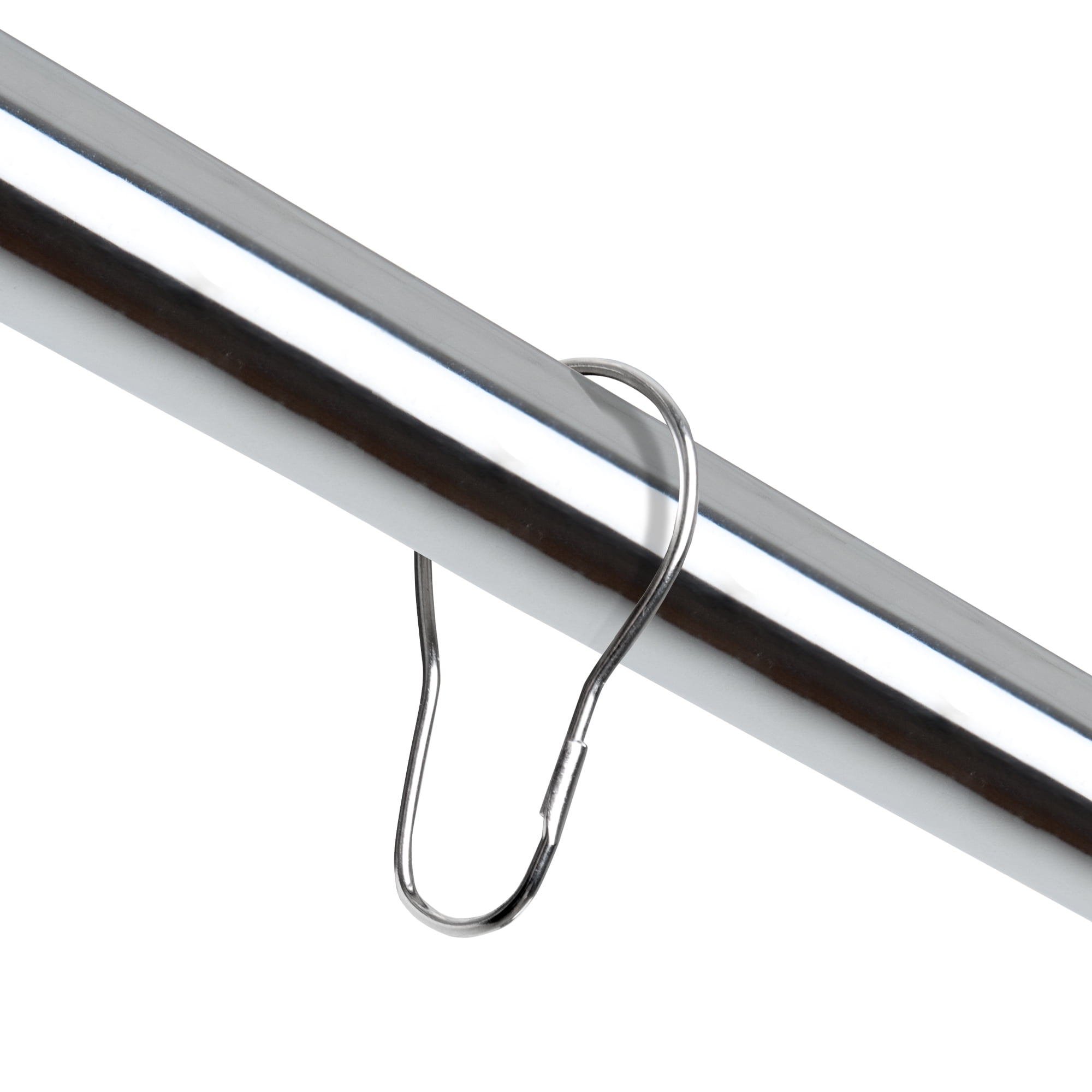 DOTZ Chrome Shower Curtain Rings Set of 12 Double Hooks Durable Stainless Steel
