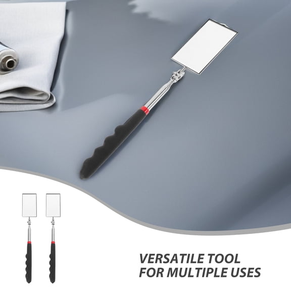 BESTYASH 2-Pack Adjustable Rectangle Inspection Mirrors with Flexible Telescopic Handles for Automotive Repair and Maintenance