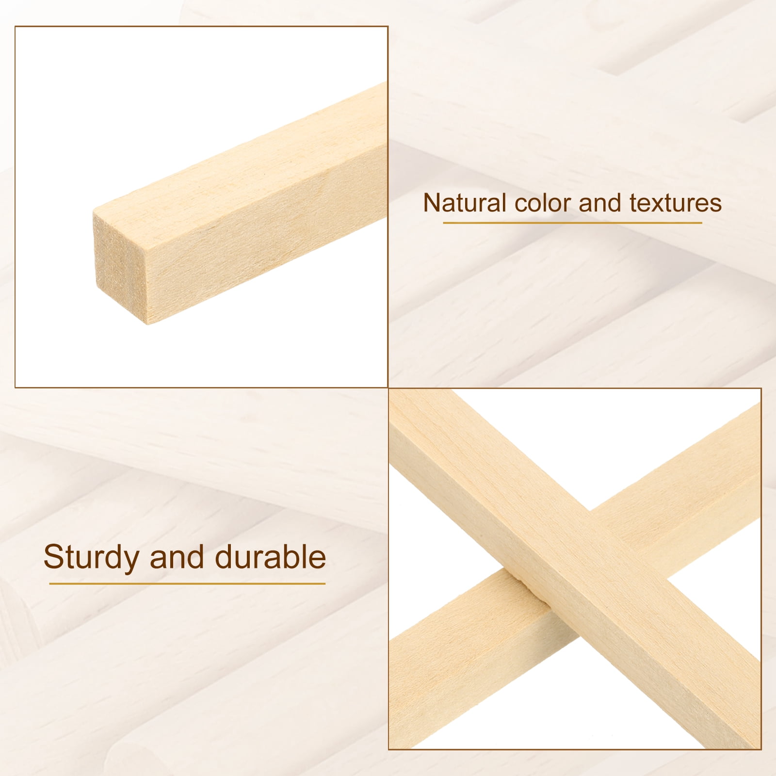Uxcell 15/32 Inch Dowel Rods Wood Sticks, 10 Pcs 15.7 Inch Long Square Wooden Dowels Unfinished Hardwood Sticks for Craft DIY Supplies