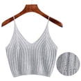 thumbnail image 2 of Qarigey Top corto de punto para mujer a la moda, Tops cortos sin mangas de algodón, lencería, ropa interior, ropa de calle, chaleco, camiseta Prendas para la parte del cuerpo gris Qarigey AP000157-02B, 2 of 6