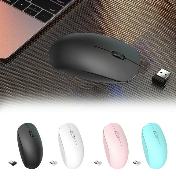 Isvgxsz Slim Rechargeable Wireless Mouse, 2.4G Portable Optical Silent Ultra Thin Wireless Computer Mouse with Usb Receiver and Type C Adapter, Pc, Laptop, Notebook, Desktop