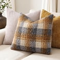 thumbnail image 3 of decorUhome 20x20 Inch Pack of 2 Boho Plaid Textured Pillow Covers for Couch Sofa Bedroom, Farmhouse Neutral Pillowcases for Home Decor, Amber and Grey, 3 of 9
