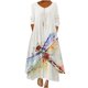 thumbnail image 1 of Vestido Irregular Vestido Floral Impreso Suelto Mujeres Informales Casco Manija Larga Vestidos de Larga Impresa en V de Cuello en V Odeerbi ODB113664, 1 of 7
