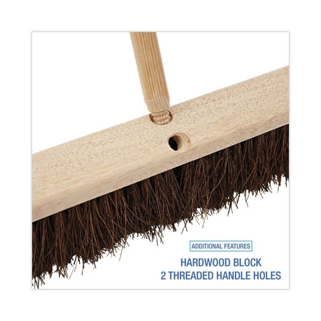 Boardwalk Floor Brush Head, 3.25" Natural Palmyra Fiber Bristles, 18" Brush