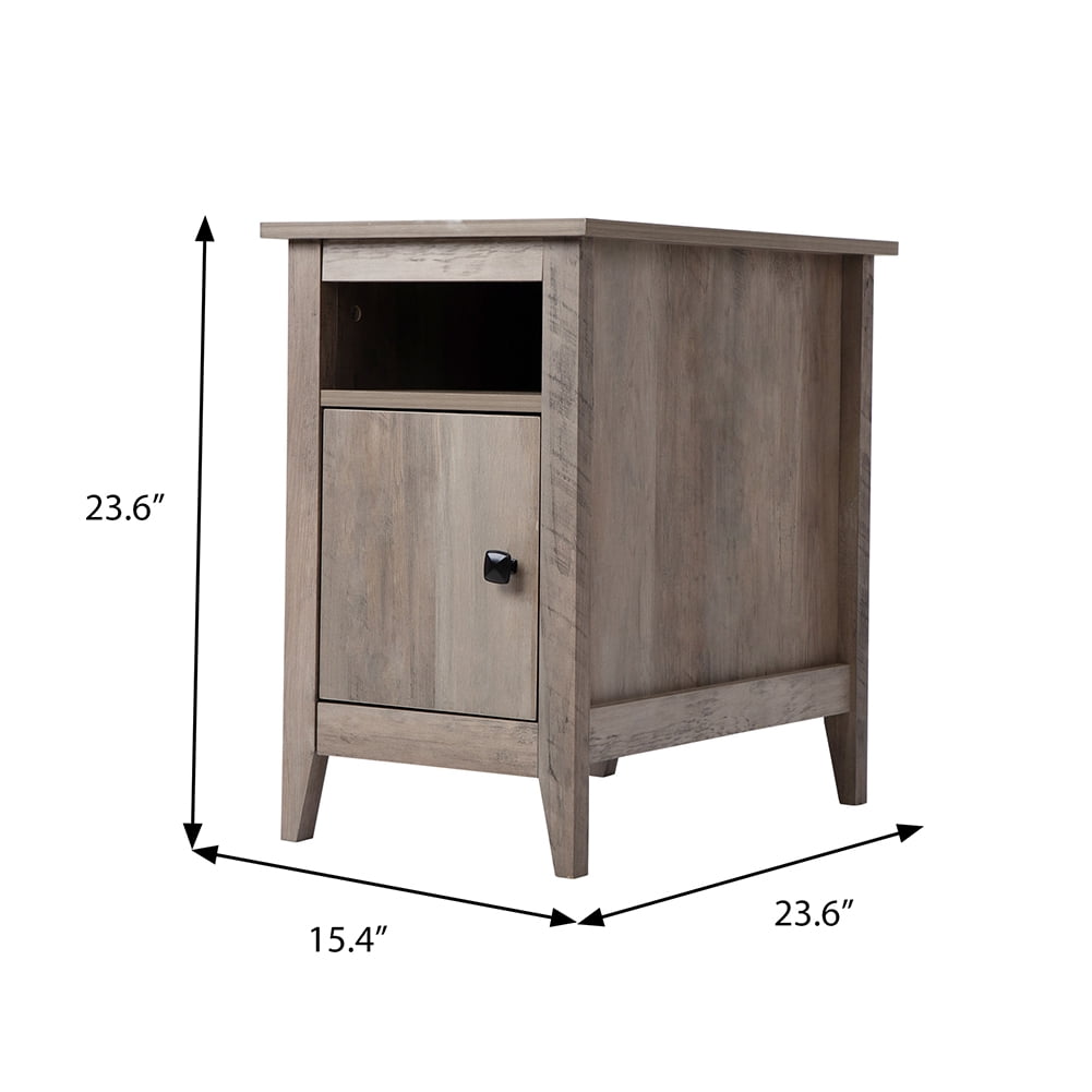 Kadyn Bedside Tables&nbsp;set of 2 for Bedroom, Wooden End Side Table with Storage Cabinet and Open Shelf for Nursery, Bedside Table for Bedroom, Taupe