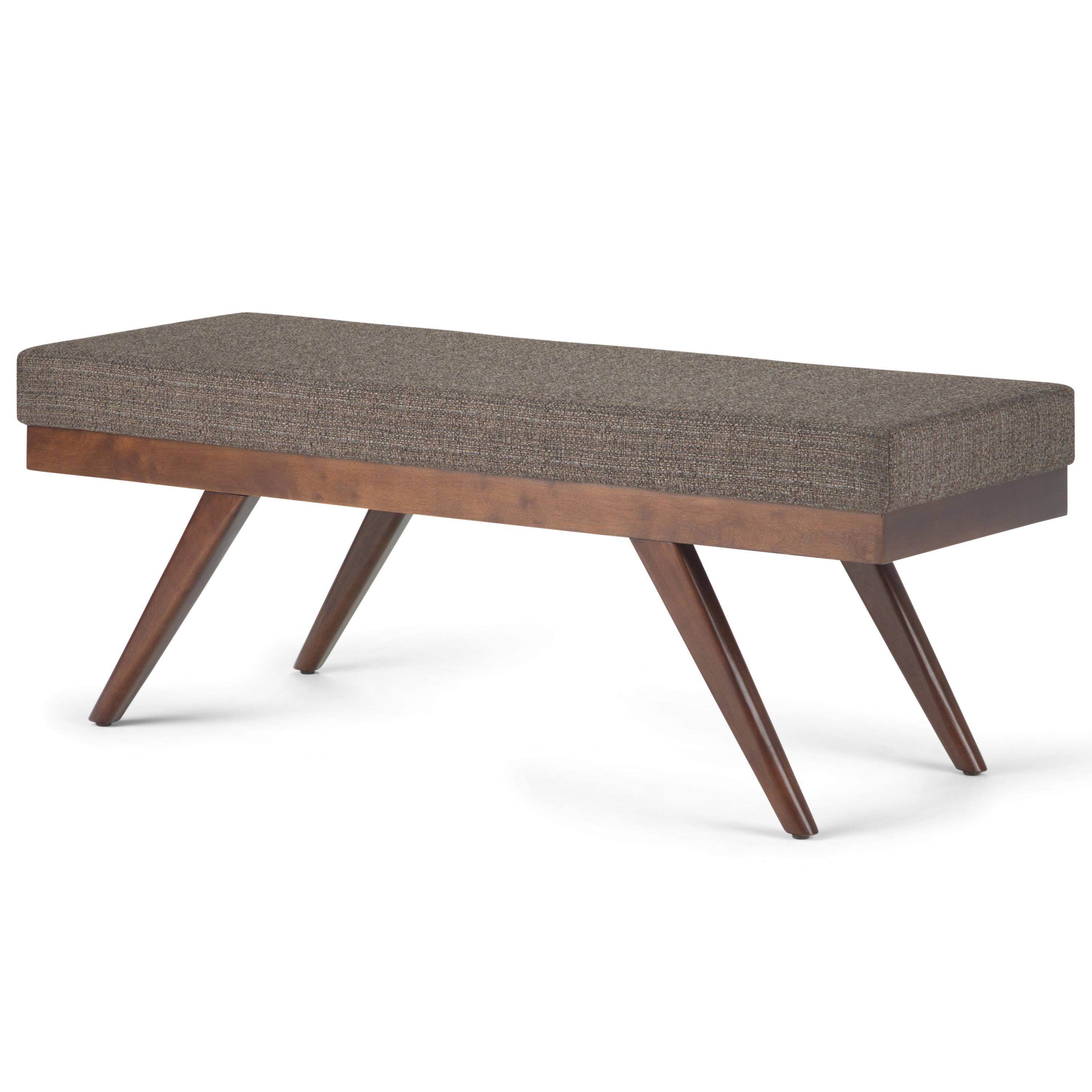 Brooklyn + Max Ingrid 48 inch Wide Mid Century Modern Rectangle Ottoman Bench in Mink Brown