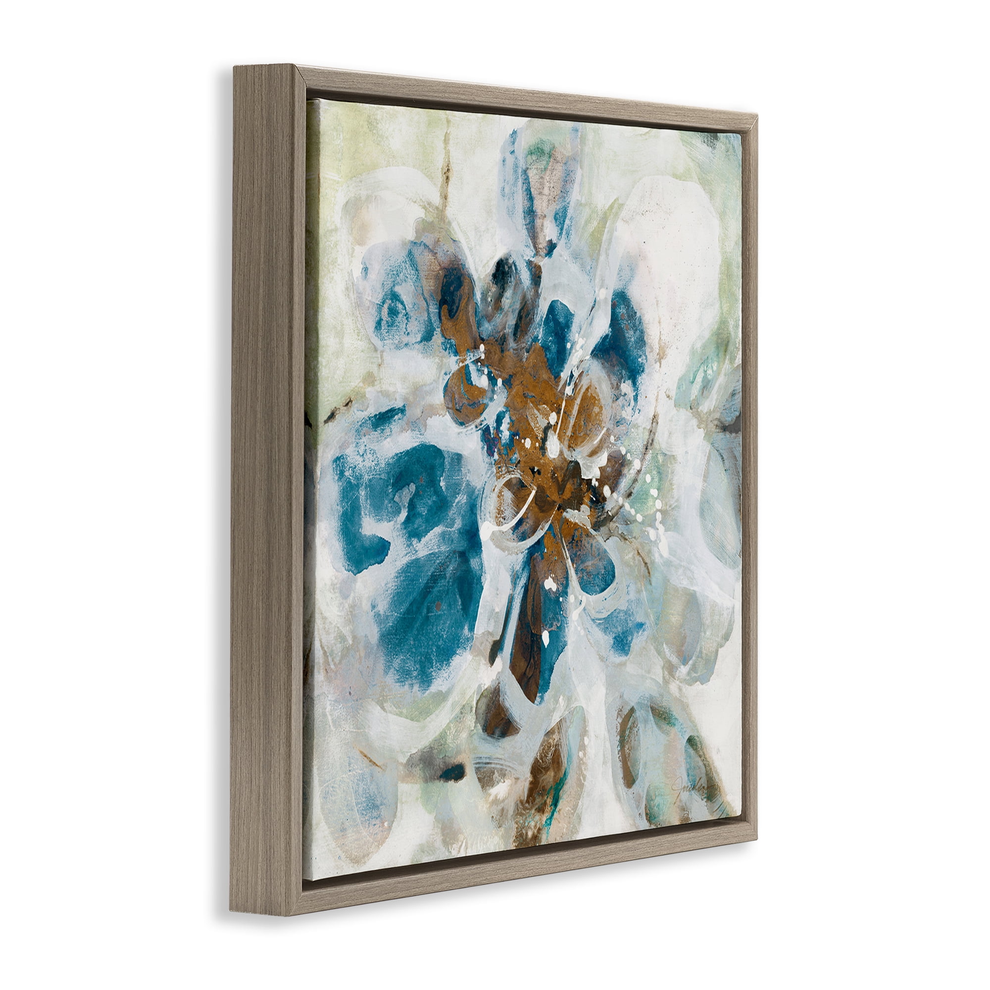Stupell Industries Distorted Splatter Abstraction Abstract Painting Brown Floater Framed Canvas Art Print Wall Art, 18 x 18