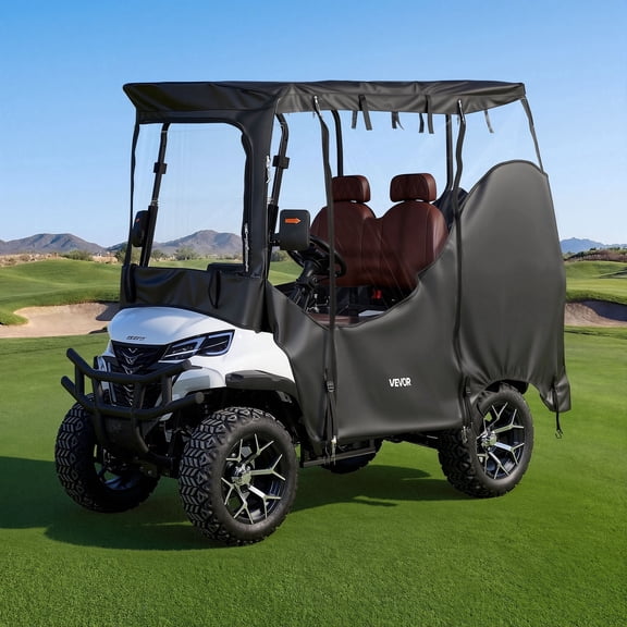 VEVOR Golf Cart Cover, Visible Full-Enclosure 2&2 2 Passenger Golf Cart, 420D Waterproof Oxford Fabric Club Car Cover Fits Most Carts Club Car, Yamaha, EZGO, Honda,PVC Coating & Windproof Hook Design