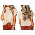 thumbnail image 2 of Women'S Solid Sleeveless Vest Mock Neck Cap Sleeve Knitwear Sweater Tops Khaki XL, 2 of 7