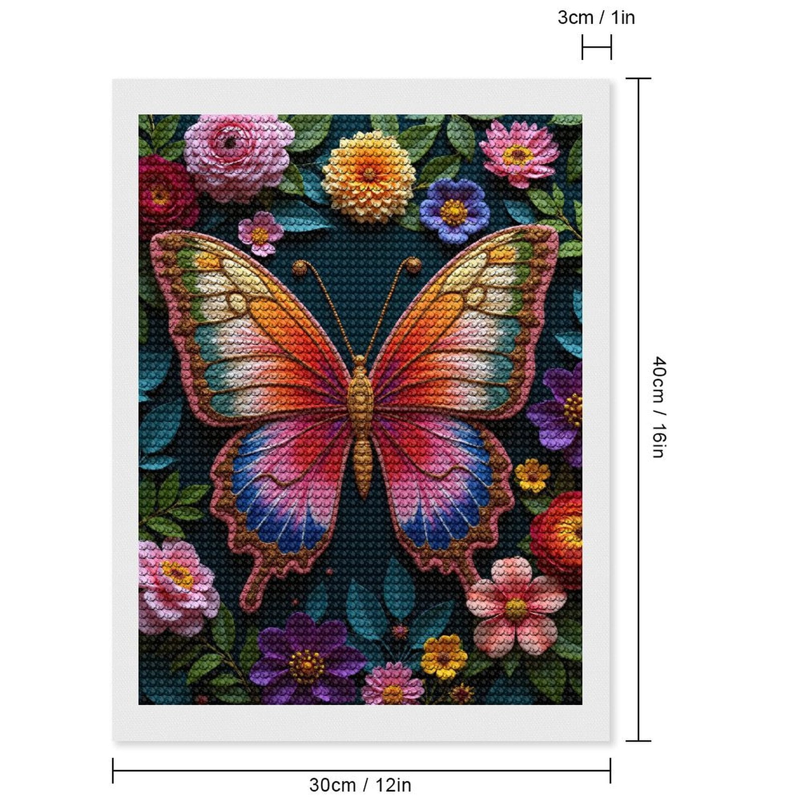 Diamond Art Kits for Adults, Colorful Butterfly Floral Nature Art 5D Diamond Painting Kits for Adults Beginners, DIY Full Drill Diamond Painting, Gem Art and Crafts 12x16