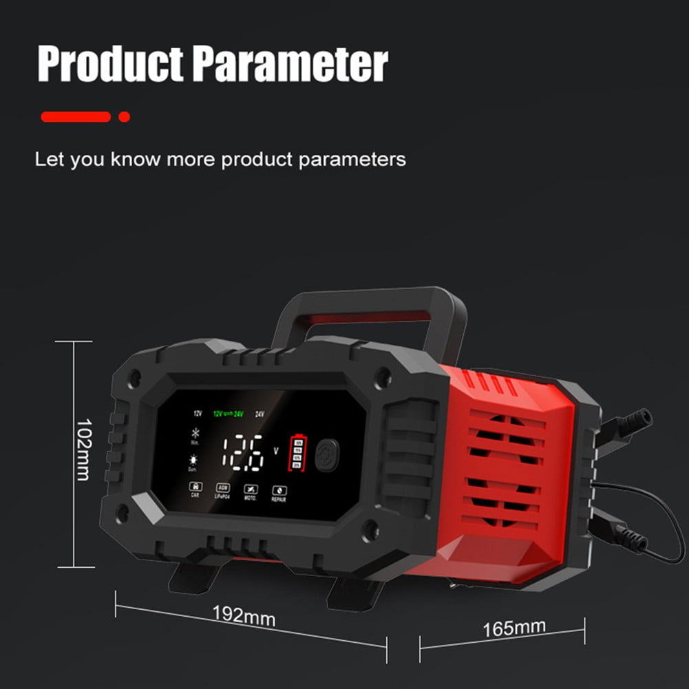 Car Battery Charger 12V/24V Smart trickle Charger,Lithium,Lifepo4,Lead Acid