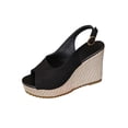 thumbnail image 3 of Women's Sandals Wedge Flatform Open Toe Ankle Straps Solid Color High Heel Comfortable Shoes Women Dressy Summer Casual Sandals with Buckle, 3 of 10