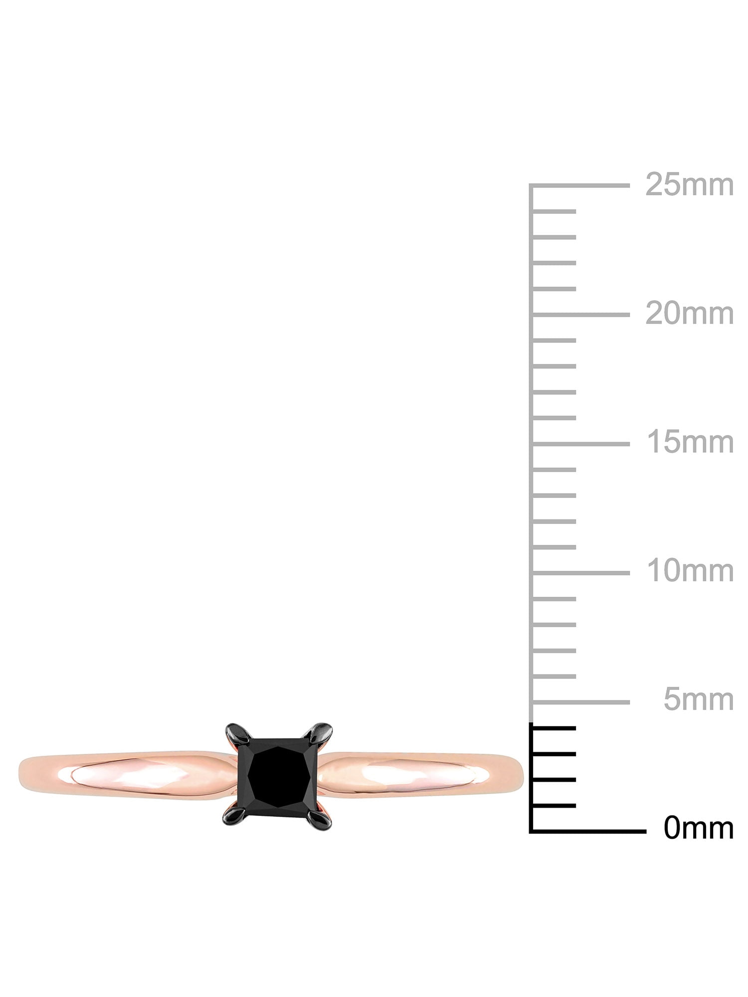 1/4 Carat T.W. Black Diamond 14kt Rose Gold Black Rhodium Plated Solitaire Engagement Ring