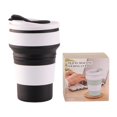 thumbnail image 1 of Taza de café - Taza de viaje de silicona plegable de bolsillo, 12 oz/355 ml, color negro (WZ2307), 1 of 5