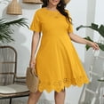 thumbnail image 2 of fatyb Plus Size Dress for Women Hollow out Short Sleeve A-Line Dress Ladies Elegant Flowy Casual Dresses, 2 of 5