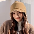 thumbnail image 5 of Roncen Women's Detachable Ear Flap Bucket Hat, Plush Fleece Lined Winter Beanie with Tie Strings in Beige, Warm Trapper Hat, 5 of 5