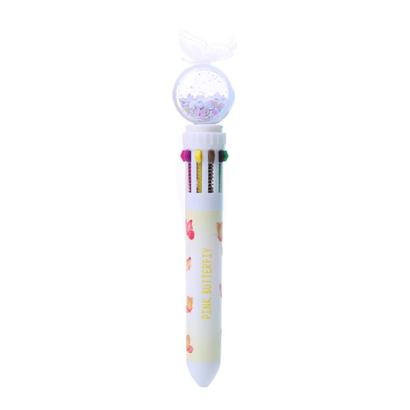 Sequins Multicolored Pen Cartoon Ballpoint Pen 10 Color-in-1 Pen for Writing