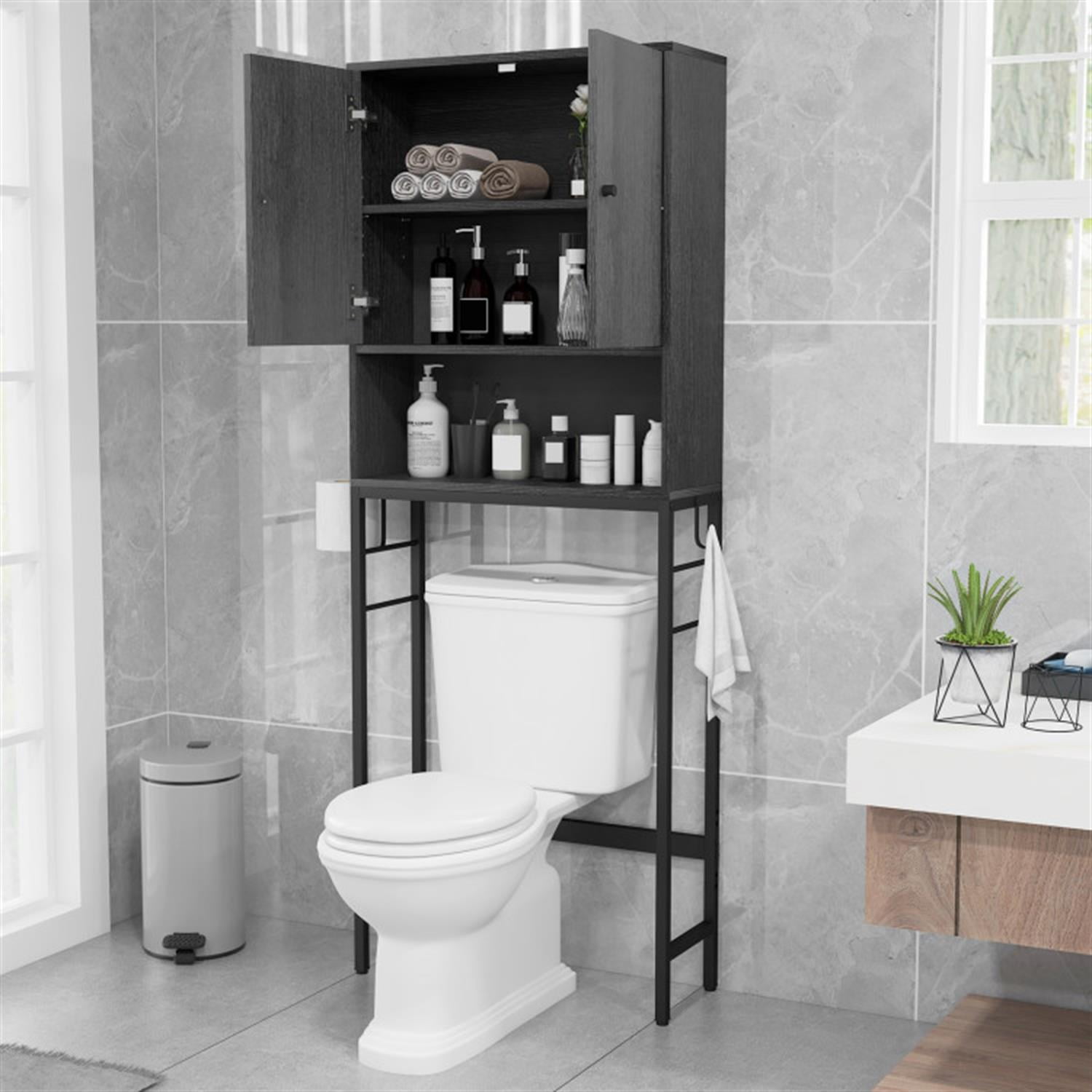 Demi Bonn Over The Toilet Storage Cabinet, Storage Shelf, with 2 Doors and Adjustable Shelf, for Bathroom,Black