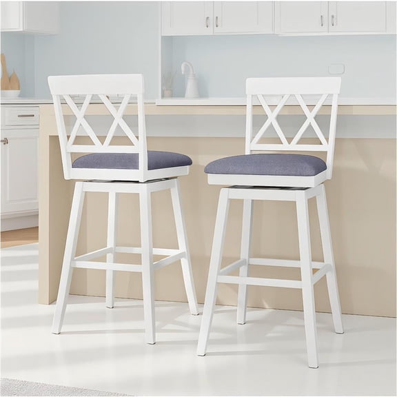 Topcobee 29 Inch Counter Height Barstools with Backrest and Upholstered Seat Cushion for Kitchen Dining Room, Chairs for Dining Table, Modern Furniture for Home-White