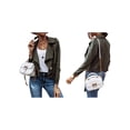 thumbnail image 2 of Women'S Long-Sleeved Lapel Short Jacket Fall Winter Solid Color Deerskin Button Jacket Dark Green S, 2 of 5