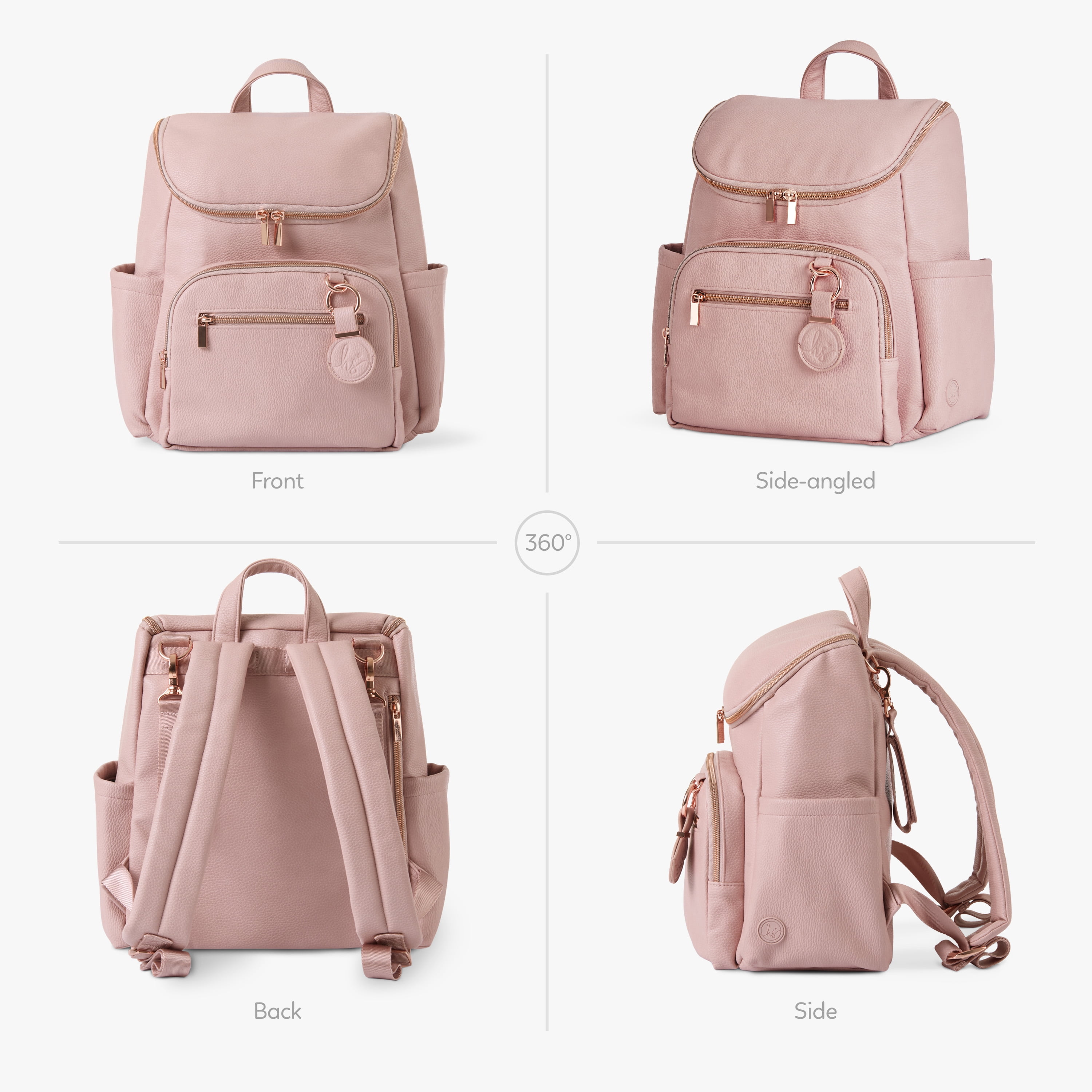Hannah & Sophia Ready to Roam 3pc Diaper Bag Set, Rose Pink