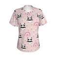 thumbnail image 4 of Wukai Cute Cartoon Panda Classic V-Neck T-Shirt for Women: Comfortable, Stylish, and Versatile Wardrobe Essential-Large, 4 of 7