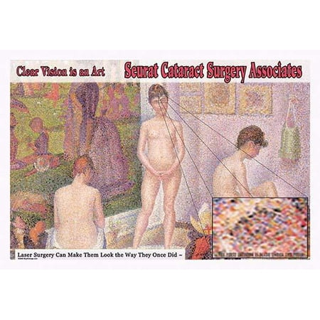 Pointillist painting by Surat the French Impressionists of the Bathers with the image of the points as dots of color long before modern printing which does the same thing Poster Print by Wilbur Pierce