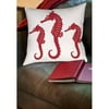 Thumbprintz Nautical Nonsense Red White Seahorses Indoor Pillow