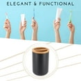 thumbnail image 5 of Black Toothpaste and Toothbrush Holder Padang with Bamboo Top - Chic Bathroom Organizer, 5 of 8