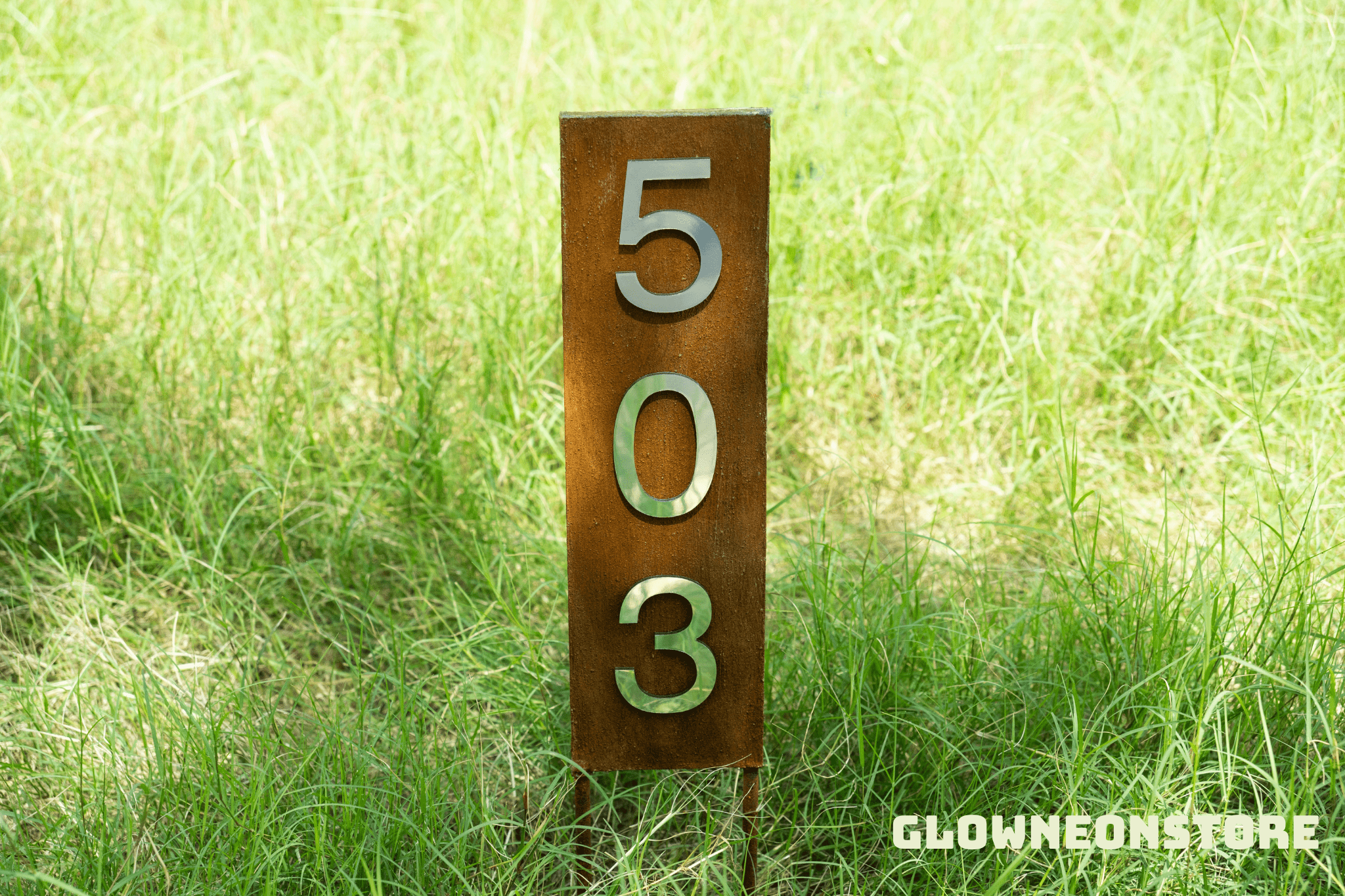 Glowneon Personalized House Number Address Sign Steel Rusty Outdoor 5in W x 14in H