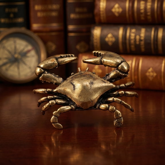 Greenadscape Retro Golden Brass Crab Figurine Decorative Sculpture 1 Pack for Home and Office