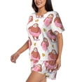 thumbnail image 2 of "Wukai Sloth with Donuts1 Women's Pajama Set - Short-Sleeve Top and Shorts with Elastic Waistband and Pockets for Loungewear, Yoga, and Casual Wear-4X-Large, 2 of 8