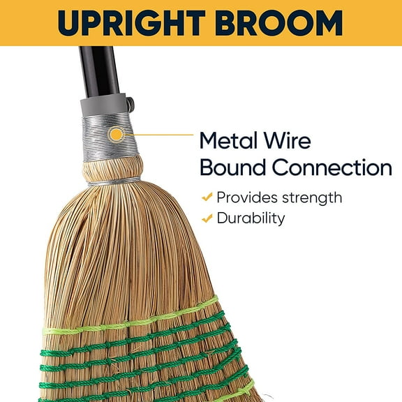 Heavy-Duty Corn Broom 59.8inch for Outdoor Indoor Courtyard Garage Lobby Mall Floor