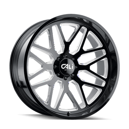 24x14 Cali Off-Road 9116 Invader Gloss Black/Milled Spokes Wheel 6x135 (-76mm)