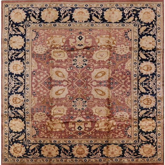 Ahgly Company Indoor Square Mid-Century Modern Brown Sand Brown Oriental Area Rugs, 4' Square