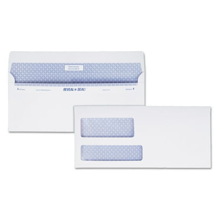 Quality Park Reveal N Seal Double Window Invoice Envelope, Self Adhesive, White, 500/Box