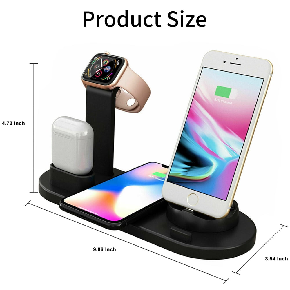 SHELLTON 3 in 1 Wireless Charger, Charging Station for Apple Watch(Need Original Charger), AirPods Pro/2, Wireless Charging Stand for iPhone 12 Pro Max/11 Pro Max/X/XS/XR and All Qi-Enabled Phones