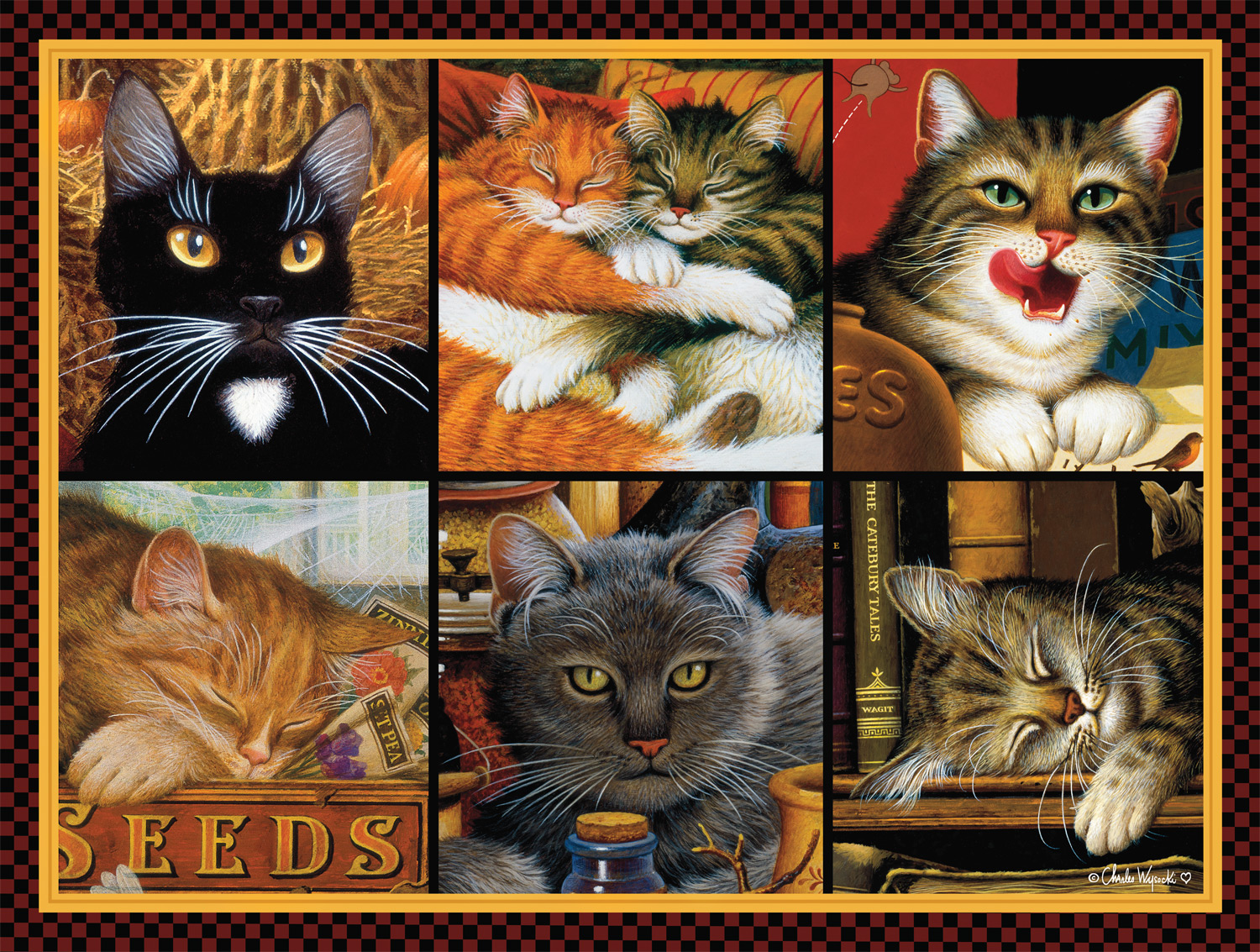 Buffalo Games 750-Piece Wysocki Cat Collage Interlocking Jigsaw Puzzle